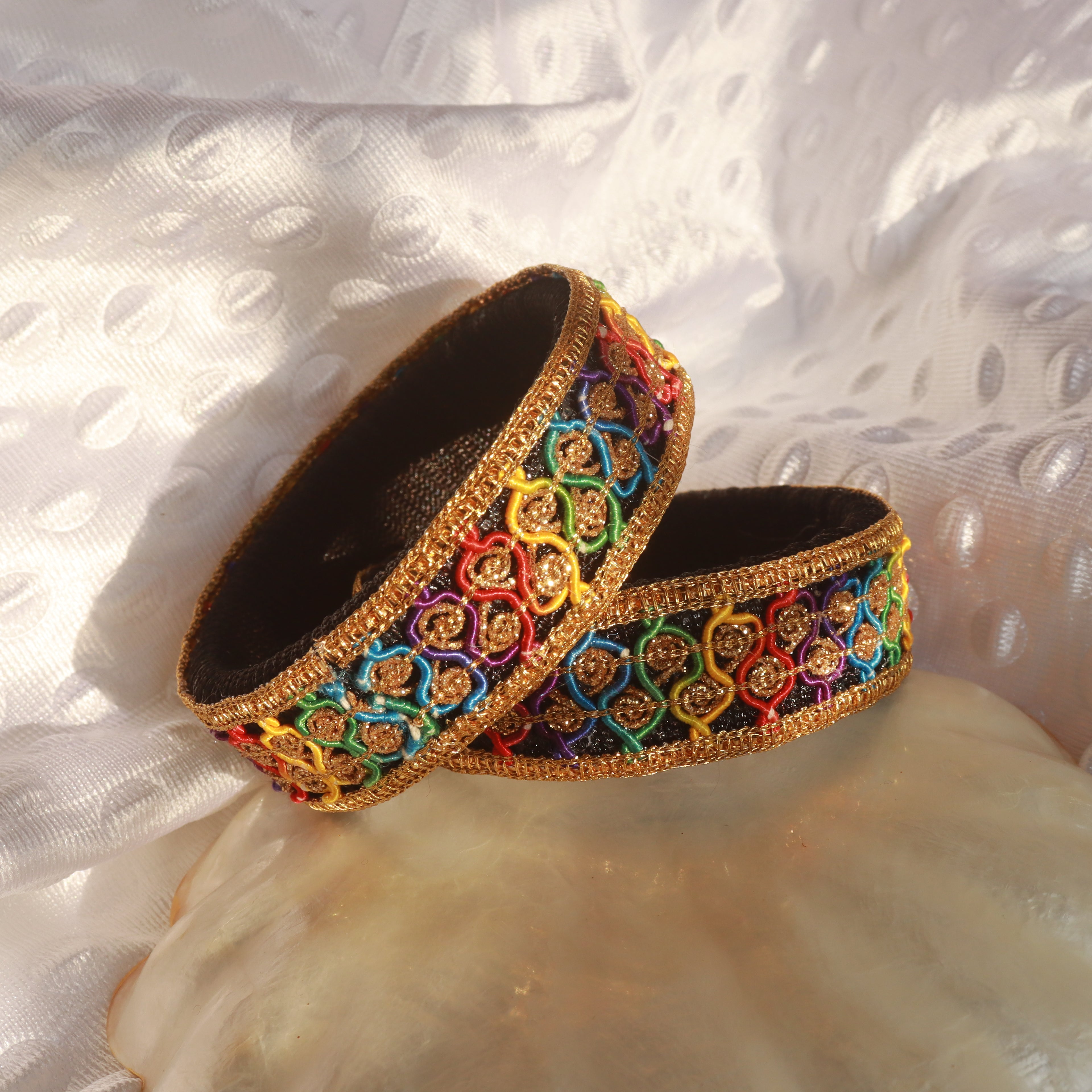 Golden embroidered multicolor bangles
