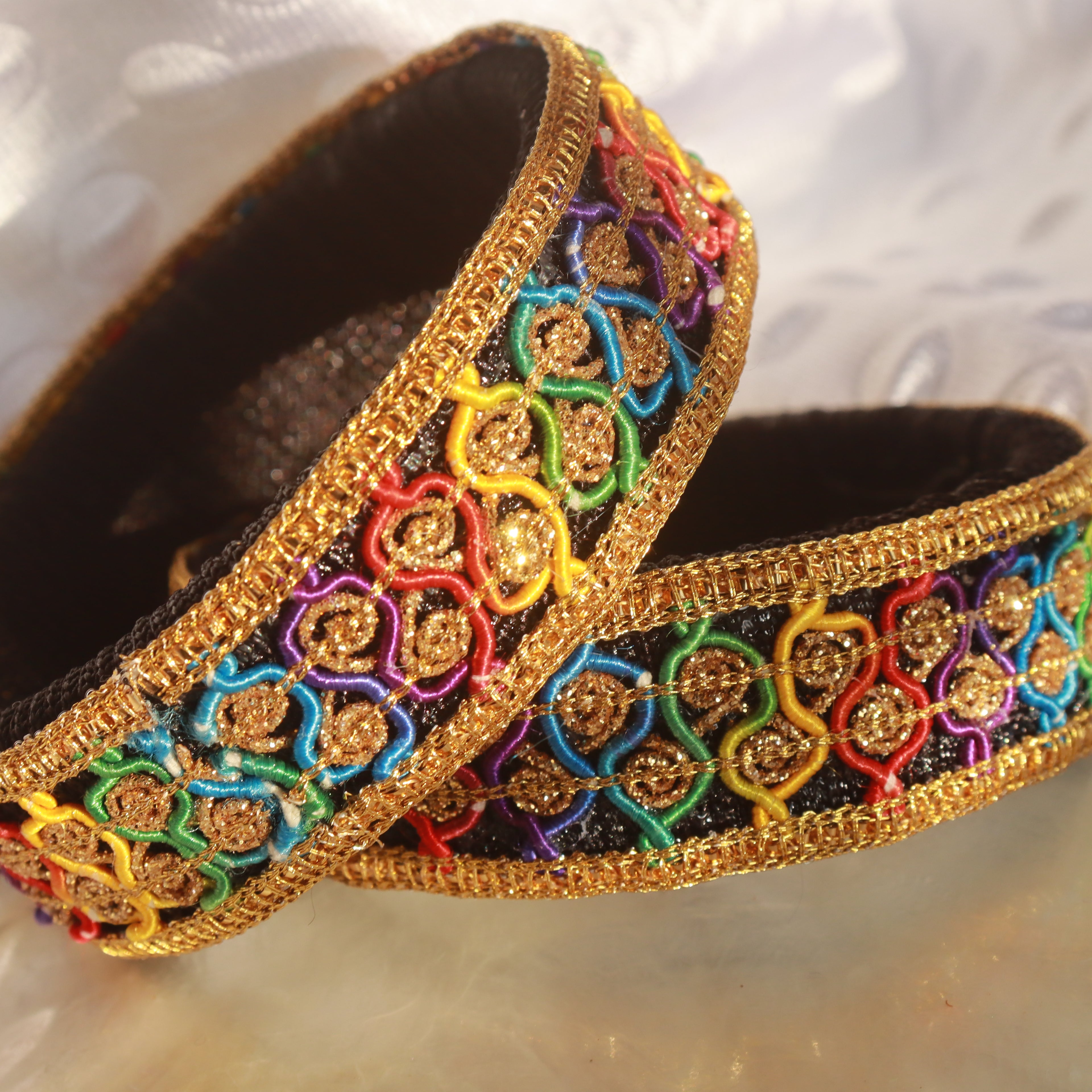 Golden embroidered multicolor bangles