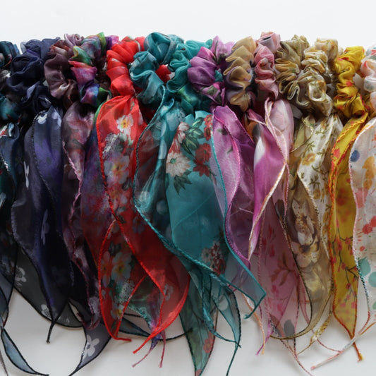 Organza Printed Scarf Scrunchie