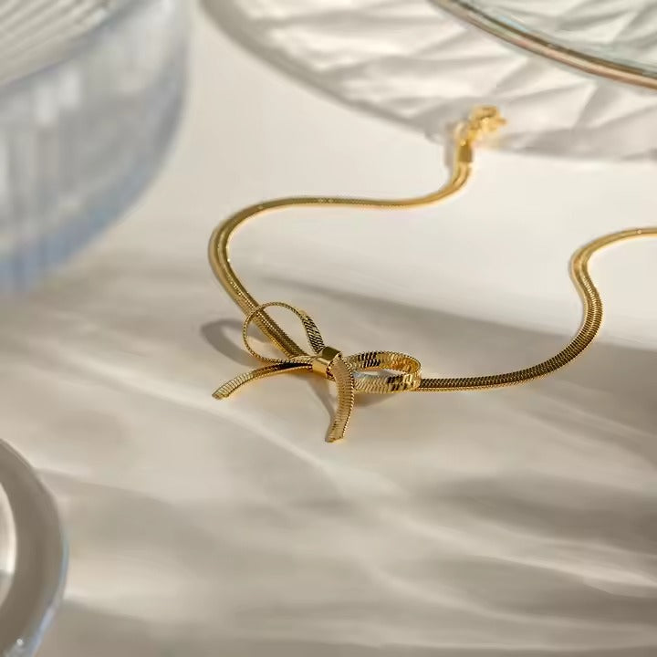 Bow stainless steel plated gold 18 k never change color waterproof bracelet