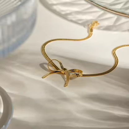 Bow stainless steel plated gold 18 k never change color waterproof bracelet