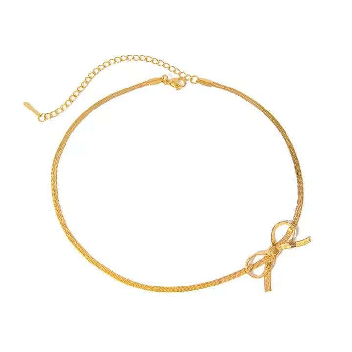 Bow stainless steel plated gold 18 k never change color waterproof bracelet