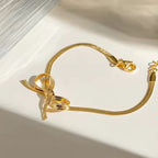 Bow stainless steel plated gold 18 k never change color waterproof bracelet