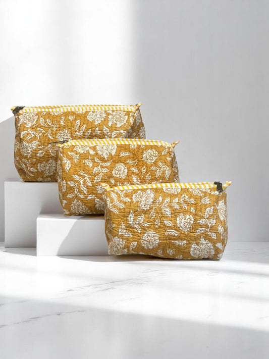 Floral Quilted Utility Pouch Set