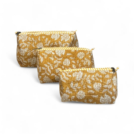 Floral Quilted Utility Pouch Set