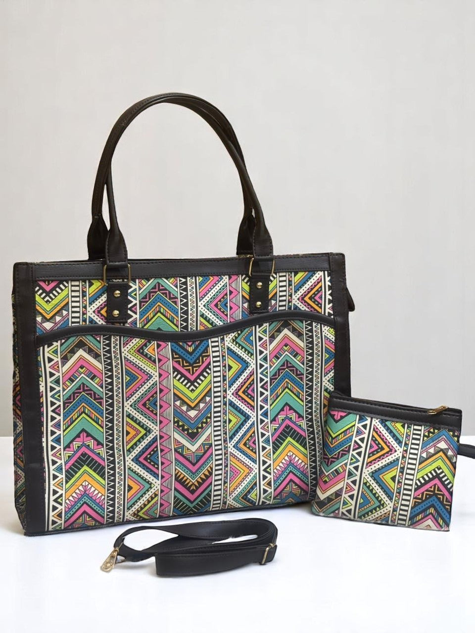 Wavy Tote with Pouch bag