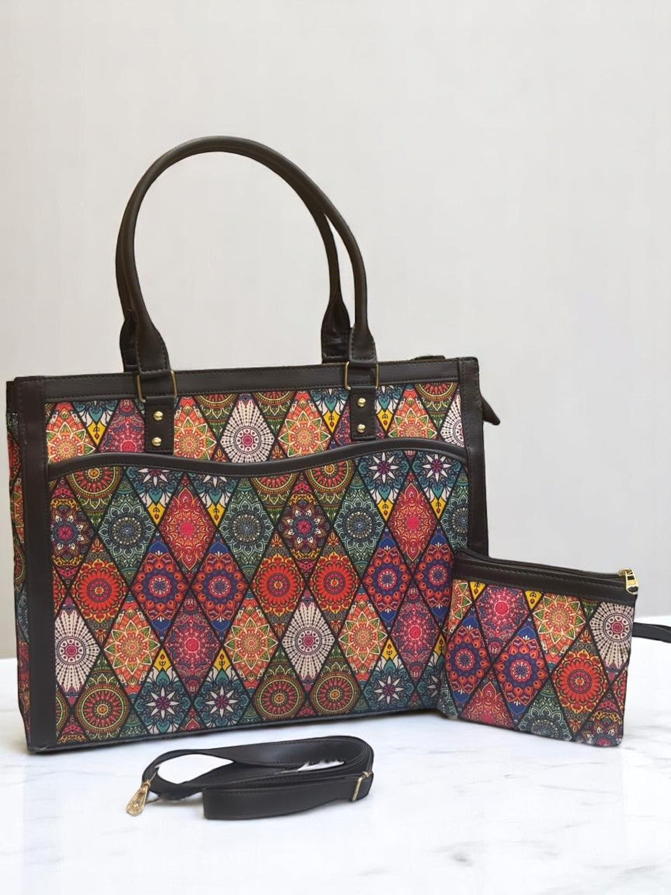 Wavy Tote with Pouch bag