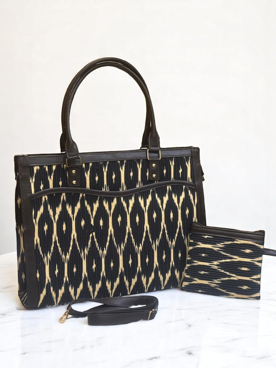 Wavy Tote with Pouch bag