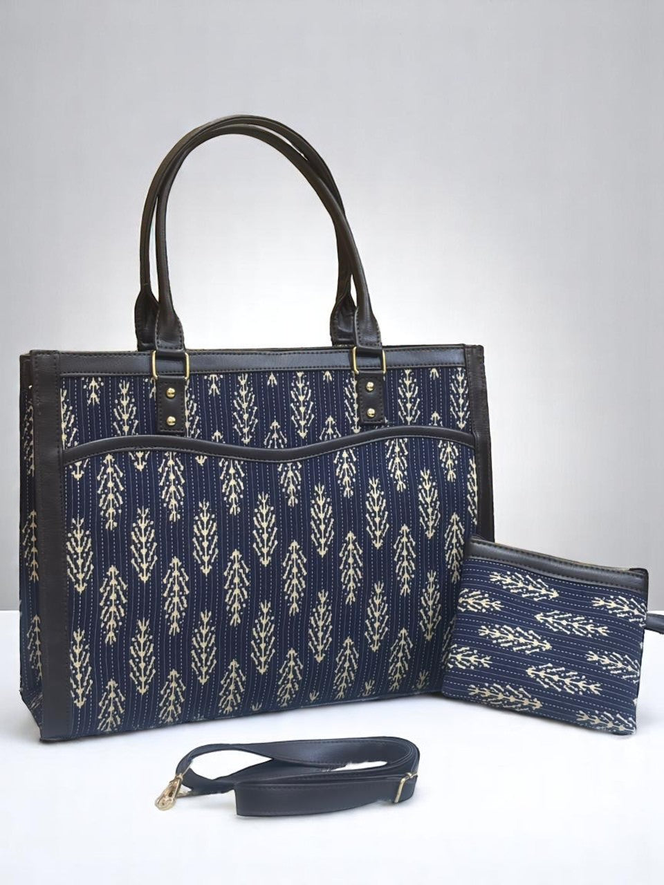 Wavy Tote with Pouch bag