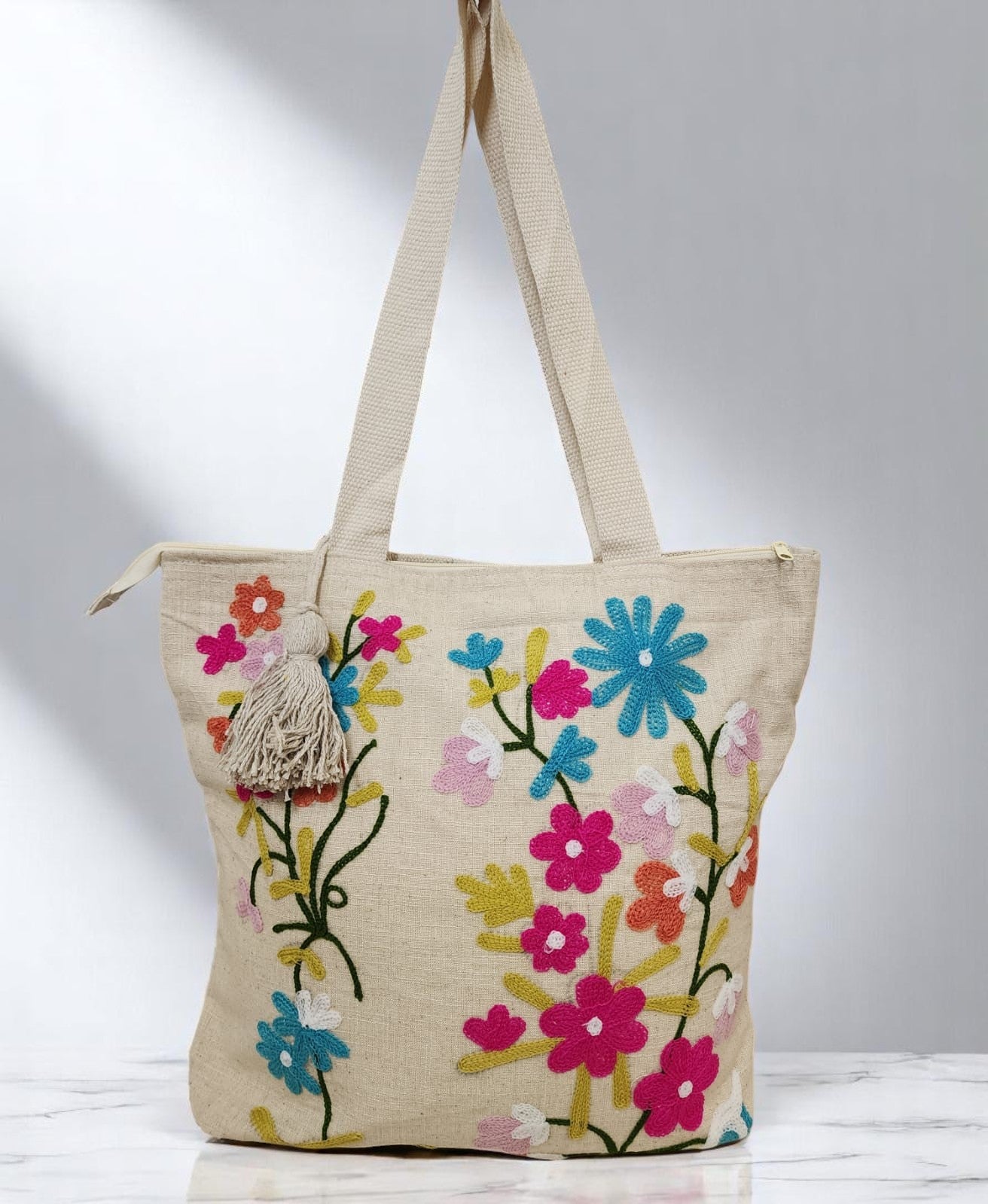 Artistic Floral Design Tote Bag