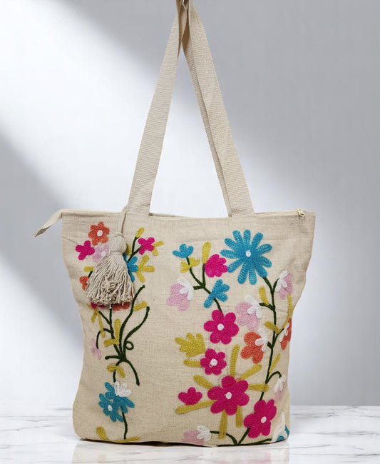 Artistic Floral Design Tote Bag
