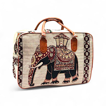Ethnic Elephant Print Canvas Duffel Bag