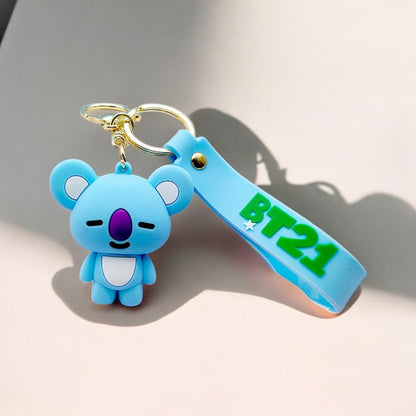 BTS Silicon Rubber L size with wristlet Keychain