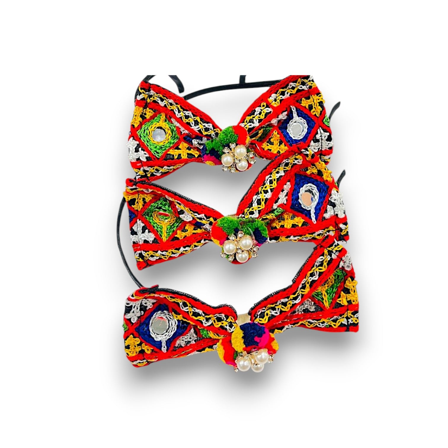 Handmade Gujarati Embroidered Bow Hairband
