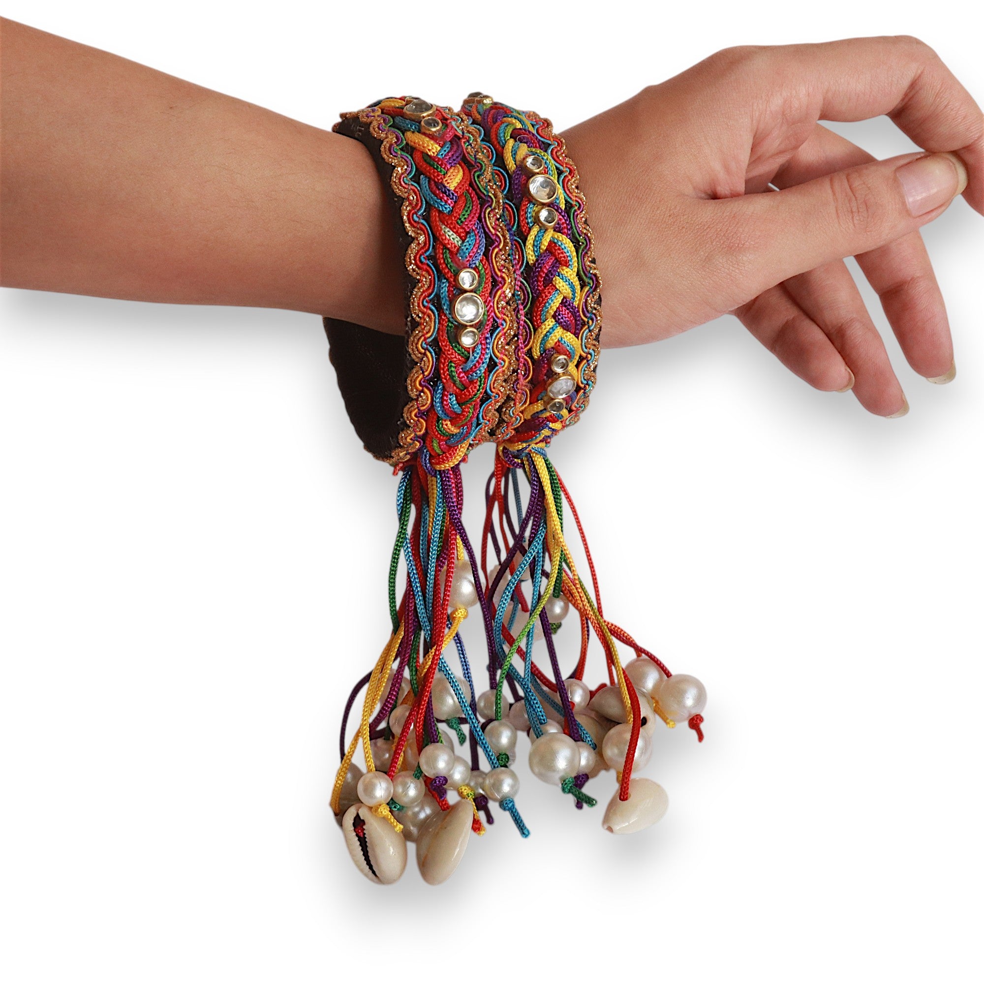 Bangles with hanging shells & pearls