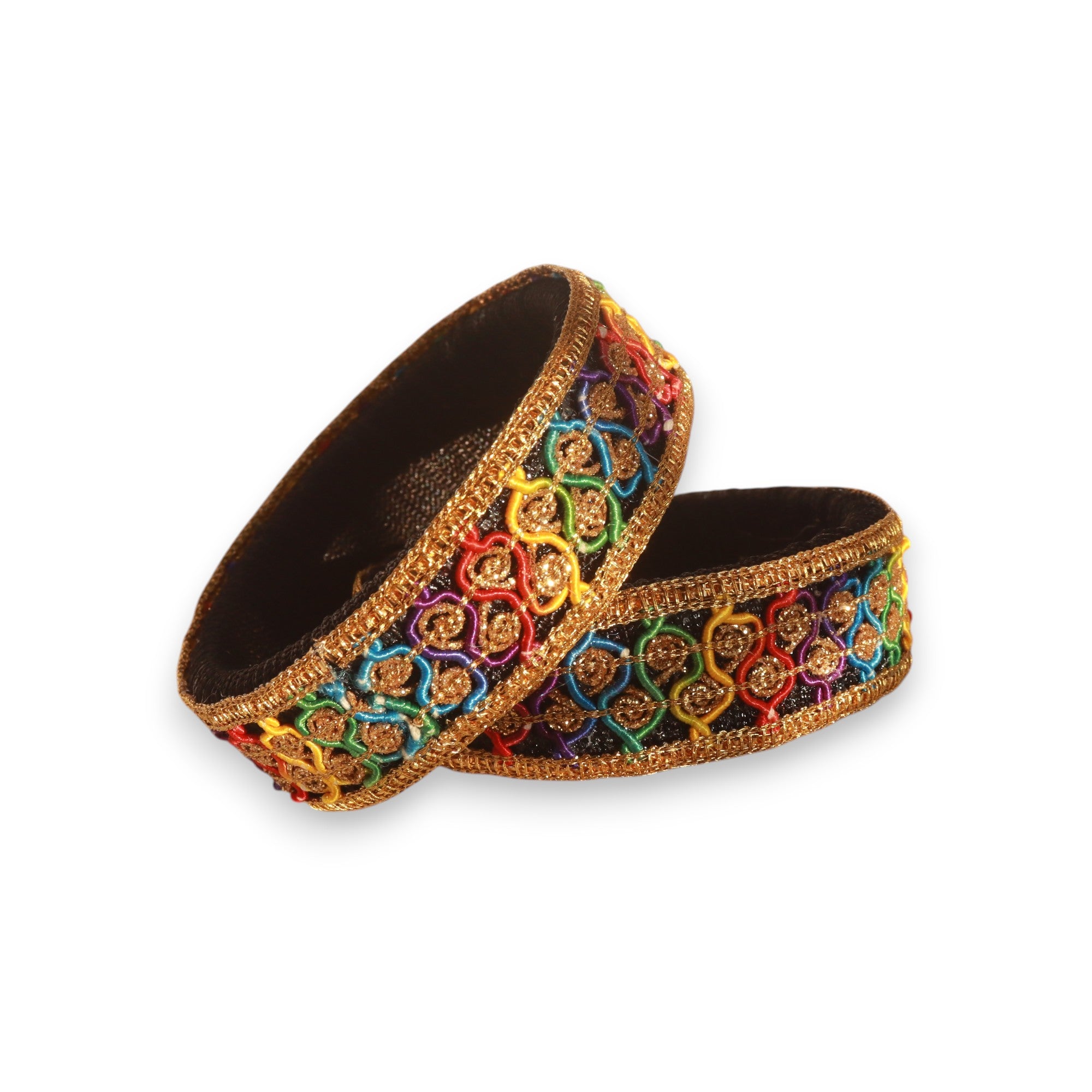Golden embroidered multicolor bangles